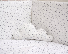 Parure de lit complète , 6 pièces , pour lit 120 X 60 étoiles gris