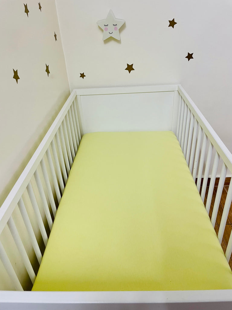 Drap housse jaune pour lit bébé 120 x 60 cm