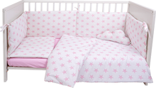 Parure de lit complète , 6 pièces , pour lit 120 X 60 étoiles rose