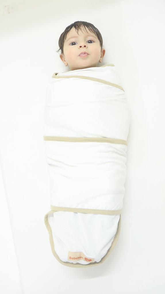 Couverture d’emmaillotage Blanc/beige (0-6 mois)