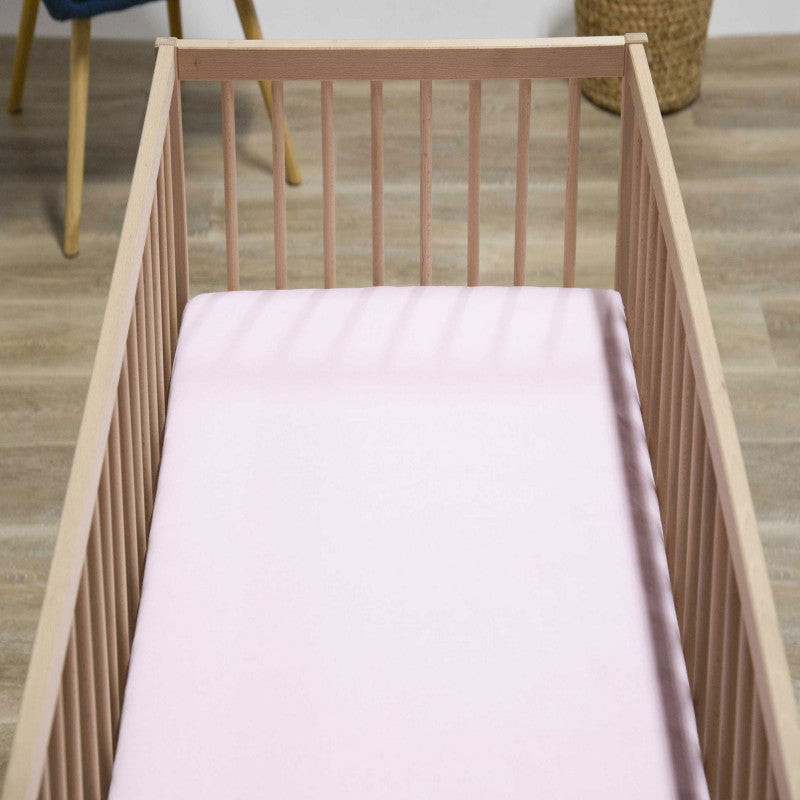 Drap housse rose clair pour lit bébé 140 x 70 cm